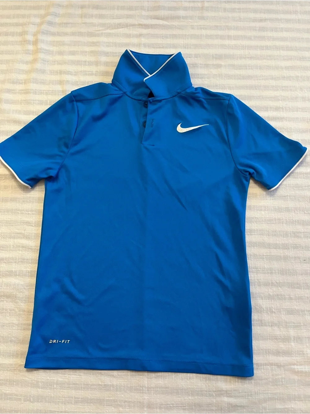 Kids Nike Light Blue Dri-FIT Polo with White Trim